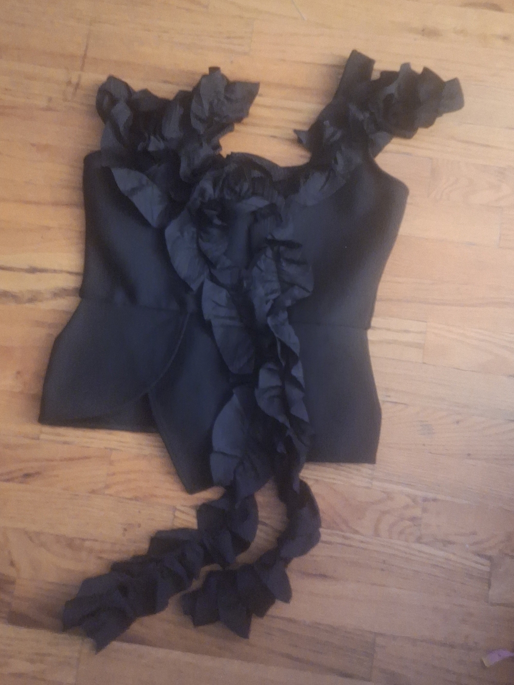 Women's Black Ruffled Sleeveless Top